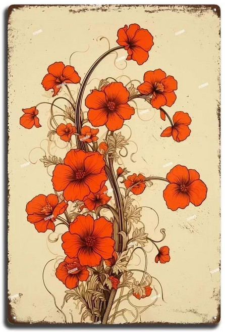 꽃 릴리 장미 라벤더 꽃 금속 주석 간판 포스터 플레이트 바 남자 동굴 카페 클럽 레트로 포스터 플라크 벽 장식, 20x30cm, As The Picture 22, 1개