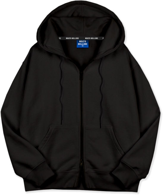 몰토벨리노 무지 스탠다드핏 투웨이 크롬지퍼 후드집업