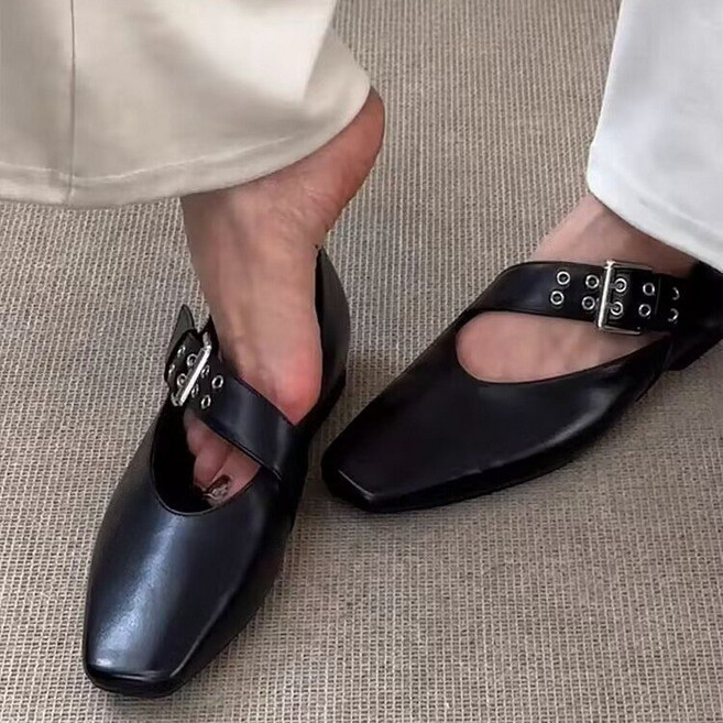 方頭瑪麗珍鞋 黑色單鞋 復古風格