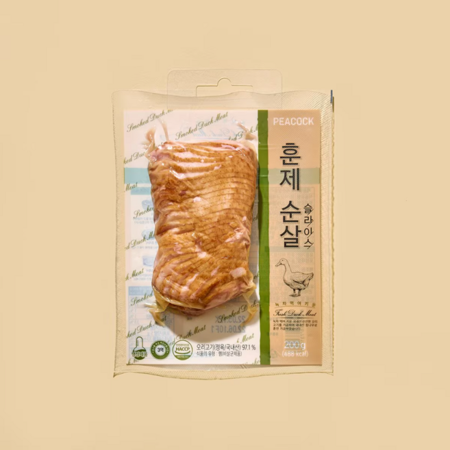 피코크 훈제 오리 순살 슬라이스, 5개, 200g