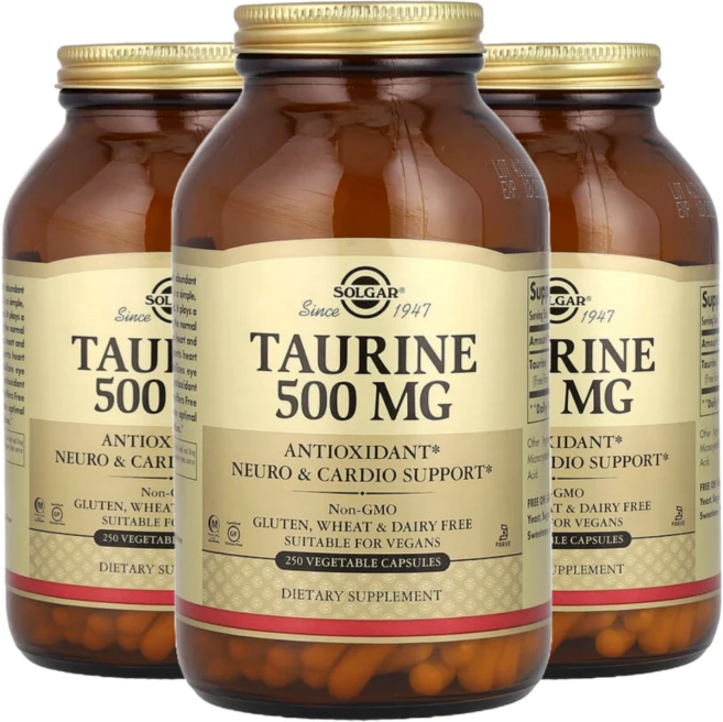 Solgar Taurine 솔가 타우린 500mg 250베지터블 캡슐 3팩, 250정, 3개 - 쿠팡