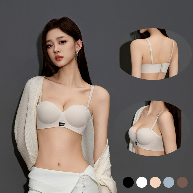 분리 가능한 브래지어 끈 1/2컵 소프트 서포트 끈없는브라 볼륨 3D 입체 업 브라