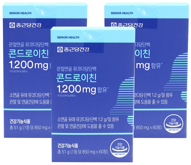 종근당건강 관절연골 뮤코다당단백 콘드로이친, 60정, 3개