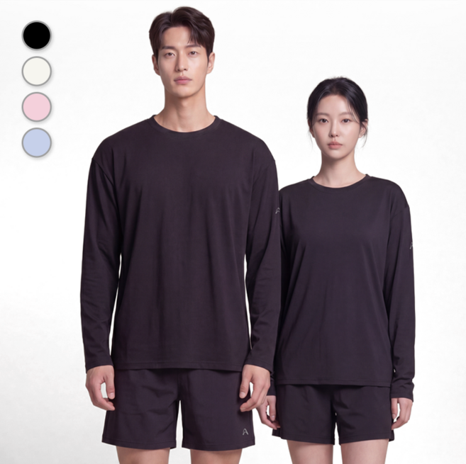 오로라선데이 퓨어리브 남녀공용 루즈핏 롱슬리브 래쉬가드 상하의세트