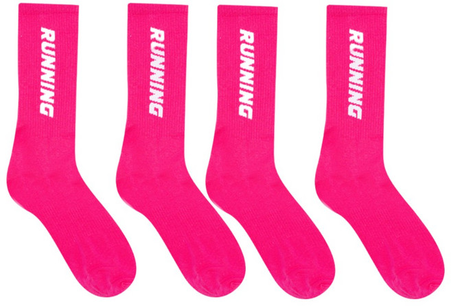 디망 여름 러닝 스포츠 장목 양말, 2개, 러닝핫핑크