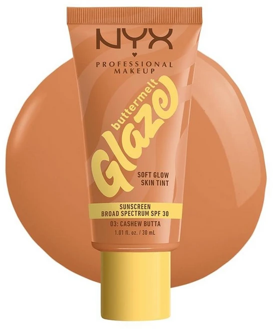 NYX PROFESSIONAL MAKEUP 프로페셔널 메이크업 버터멜트 글레이즈 소프트 글로우 스킨 틴트 + SPF 30 12시간 지속 02 바닐라 빈 버터, 1.01 플로리다 온스 (1개 팩), 03 캐슈 버터, 1개 - 쿠팡