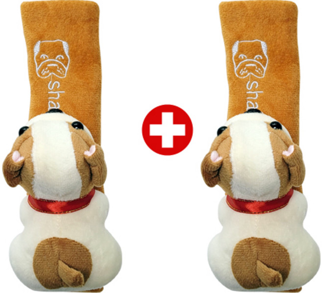 해피앤몰 자동차 인형 안전벨트 커버 쿠션 2개세트, 브라운 불독, 2개