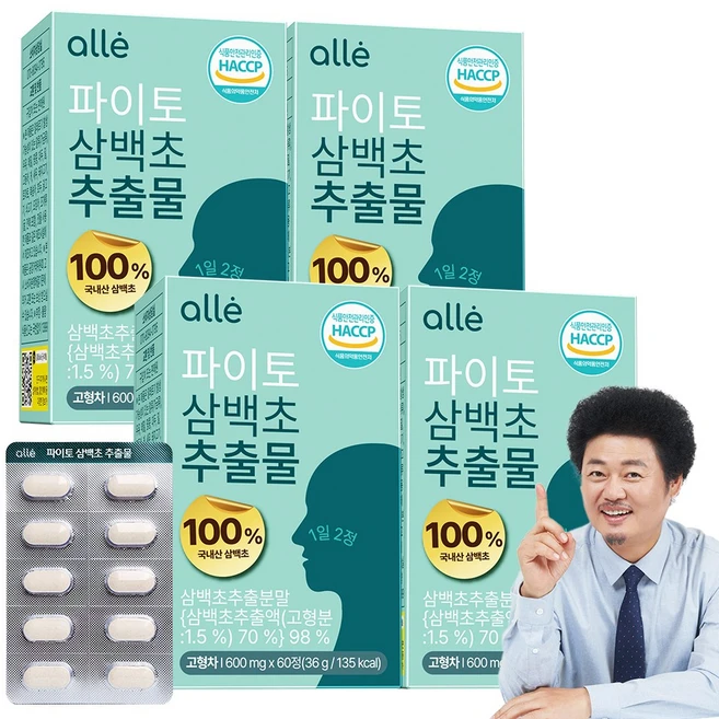 삼백초 추출물 식약청 HACCP 인증 국산 100% 파이토 알레, 4개, 60정 - 쿠팡