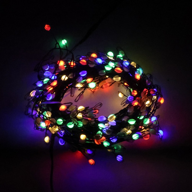 HK sell 2세대 씨드 와이어 줄전구 폭죽 트리등, 12m 600구(일반어댑터), 블랙와이어 컬러혼합, 1개