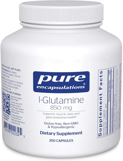 Pure Encapsulations L-Glutamine 퓨어인캡슐레이션 L 글루타민 아미노산 850mg 250정, 1개 - 쿠팡