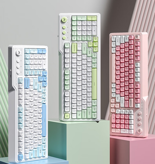[cy] 독거미 AULA F3099 무선 게이밍 키보드 3모드연동 2000mah RGB램프 2U0키위 99키배열 ABS키캡 C타입 시즌신상, F3099모델-그린