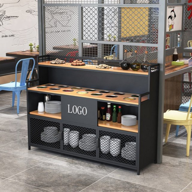 셀프바 카페 음식점 테이블 소스바 사이즈 80cm x 40cm x 100cm(블랙), 구멍 X