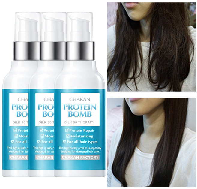 단백질 수분 곱슬 머리 미용실 컬크림 컬링 볼륨 실크90% 헤어에센스, 100ml, 3개