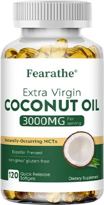 엑스트라 버진 코코넛 오일 3000mg - 천연 MCT 함유 냉압착 방식 영양가 극대화, 1개, 60회분 - 쿠팡