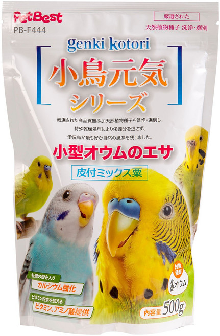 PetBest 小鳥元氣系列 鸚鵡飼料 虎皮鸚鵡飼料 含鈣質及多種維生素, 500g, 1個