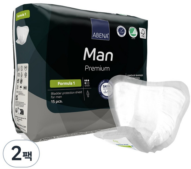 아베나 남성용 라이트 포뮬러 원 성인기저귀, 15매입, 2팩