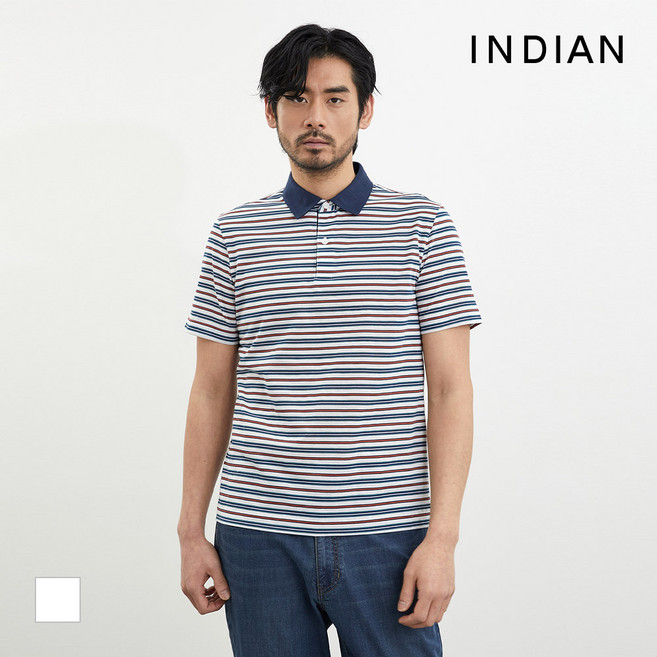 인디안 INDIAN 멀티컬러 스트라이프 티셔츠._MITAS4M3141
