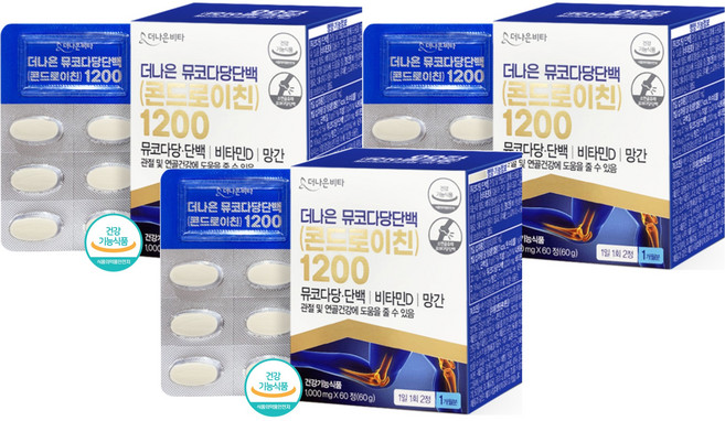 한미양행 콘드로이친1200 소연골 뮤코다당단백 30일분, 3개, 60정