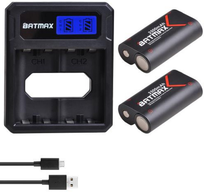 2X 2500mAh 배터리 팩 LCD 듀얼 USB 충전기 Xbox One S XElite시리즈 XS 게임 패드용, 1개