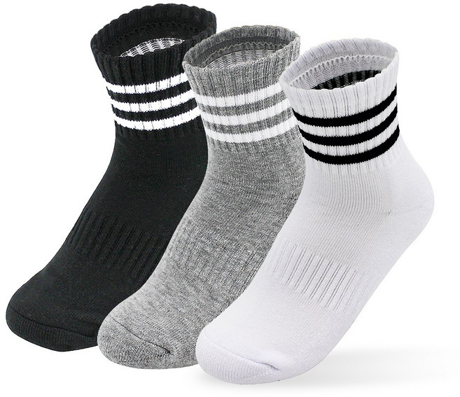 에버라스트 여성용 삼선 중목 양말 두꺼운 이중바닥 그레이