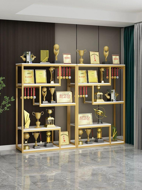 트로피 진열장 장식장 쇼케이스 피규어장 사무실 인테리어, 골드 프레임 화이트보드 200 30x185