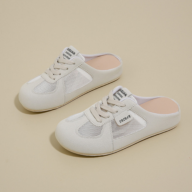 女2025包頭一腳蹬小白鞋懶人半拖鞋