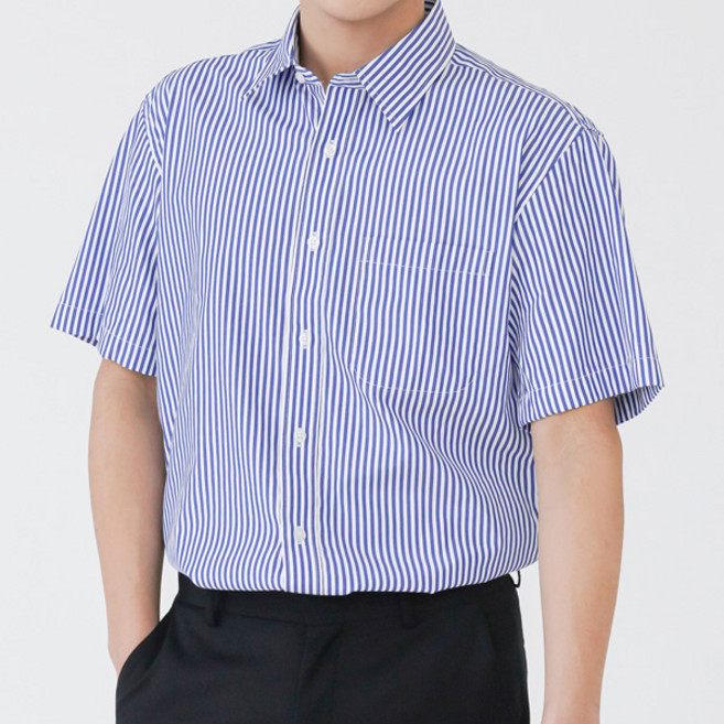 체인지 남성용 빅사이즈 스트라이프 반팔 셔츠