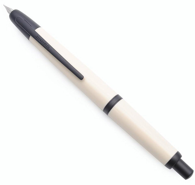 JINHAO 20 프레스 만년필 접이식 캡리스 레진 펜 잉크 컨버터 포함 (F 펜촉 0.5mm 브라이트 블랙), EF 펜촉 0.4mm, 아이보리 화이트 - 블랙 클립