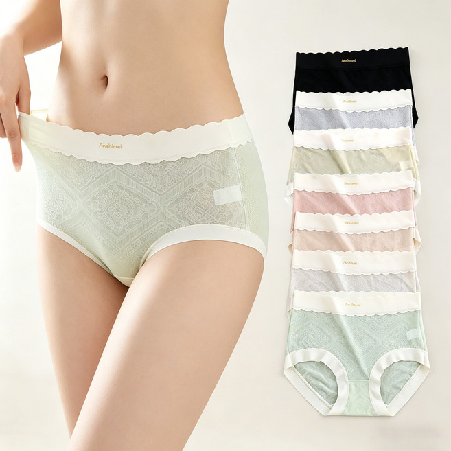 Belua 여성 심리스 팬티 노라인 7종 세트 중허리 삼각팬티 여름 얇은 통기성데일리 속옷
