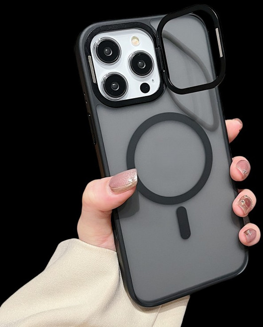 蘋果iPhone 16 ProMax 15 ProMax 鈦合金鏡頭支架 矽膠防摔 親膚霧面 磁吸手機殼