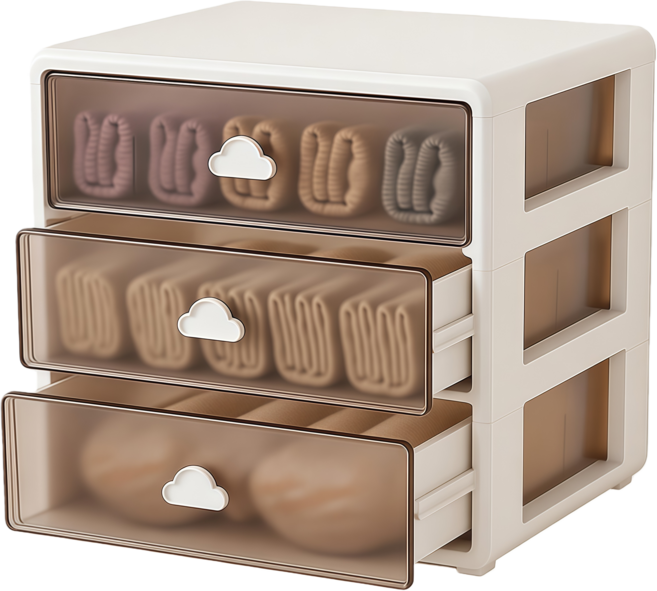 일체형 서랍식 수납함 속옷 양말 정리함, 화이트