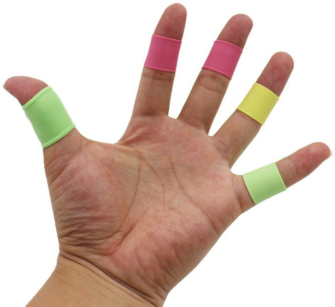 10p 실리콘 핑거 밴드 골프 손가락 마디 보호 골무 관절 아대 밴드, 레드, 10개