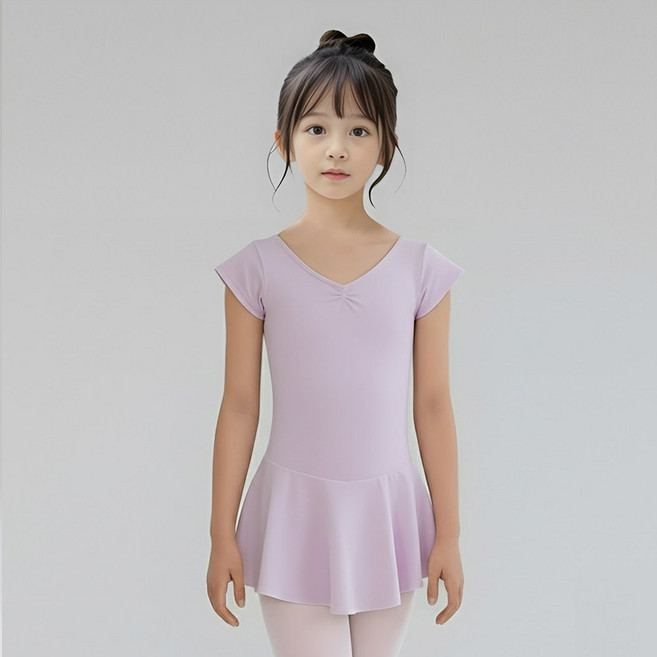 [에스투에이] 국산 반팔 쉬폰 발레복 유아 여아 초등 주니어 일체형 원피스형 치마 레오타드 어린이 스커트