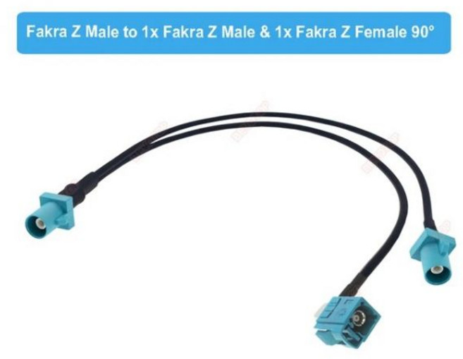 Fakra Z 여성 90도 2 x 남성 RG174 케이블 자동차 GPS 안테나 분배기 BMW 벤츠 안드로이드 화면 오디오, [02]Fakra Z 1M to 1M1F90, [04]1M, 1개
