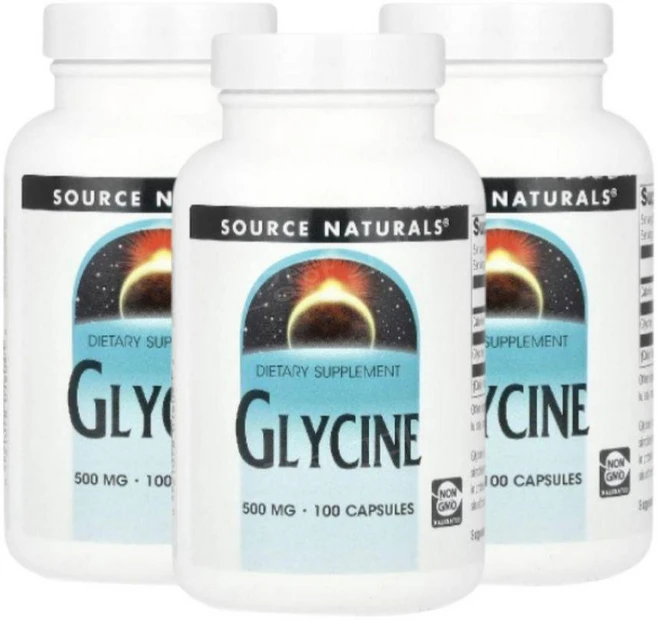 소스내추럴스 Glycine 글라이신 500mg 100캡슐 3개 글리신, 100정 - 쿠팡