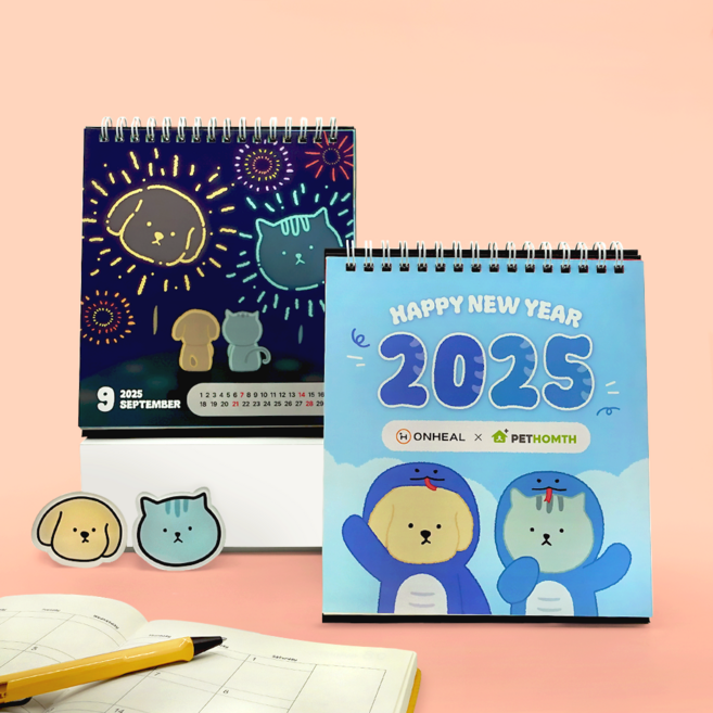 페톰스 2025 탁상 달력 스탠딩 데스크 캘린더, 1개