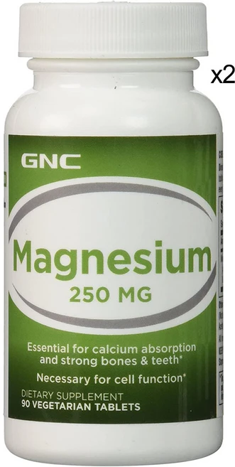 GNC 산화 마그네슘 글루콘산 마그네슘 250mg 90정 x 2통, 2개 - 쿠팡