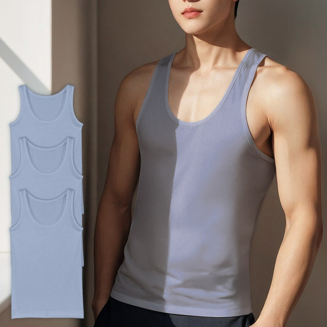 BYC 3매입 순면 남성 런닝 러닝 면 민소매 나시 런닝셔츠 메리야스 남자 상의 속옷 세트