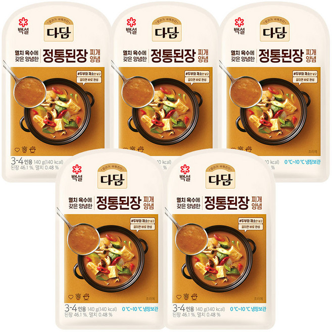 (냉장)다담 정통된장찌개전용140x5개, 700g, 1세트