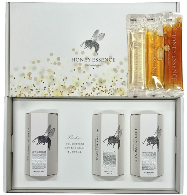 허니에센스 국내산 자연 벌꿀 꿀스틱 선물세트, 450g, 1박스, 아카시아꿀+야생화꿀+벚꽃꿀