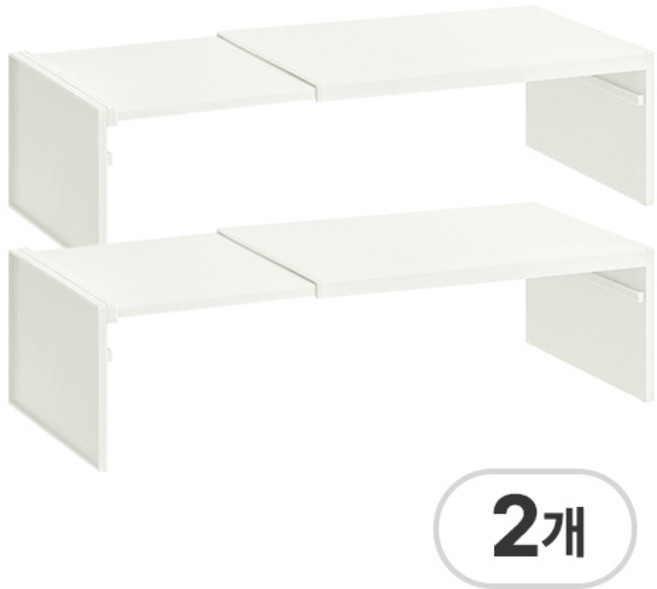 그리에티 다용도 길이 조절 정리 선반, 화이트, 2개