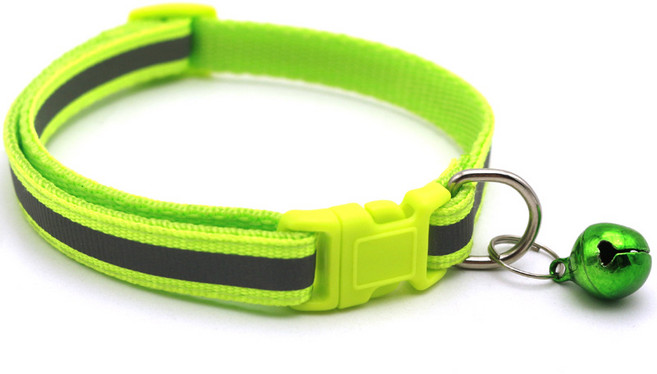 寵物反光項圈 附鈴鐺 堅固耐用, 螢光綠, 1個