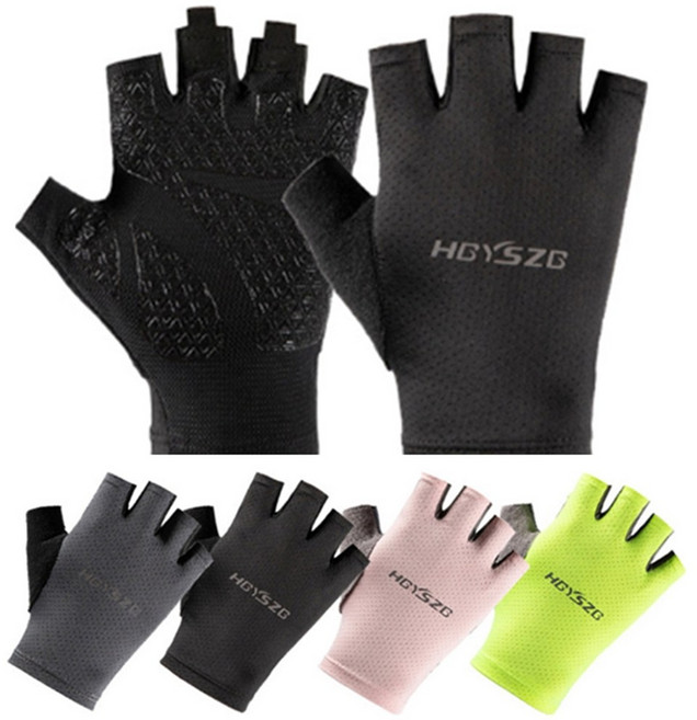 자전거 라이딩 반장갑 낚시 메쉬장갑, 블랙, 1개