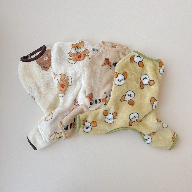 코코스튜디오 고양이 강아지옷 웰시벨벳 수면올인원, 1개, 베이지(곰돌)