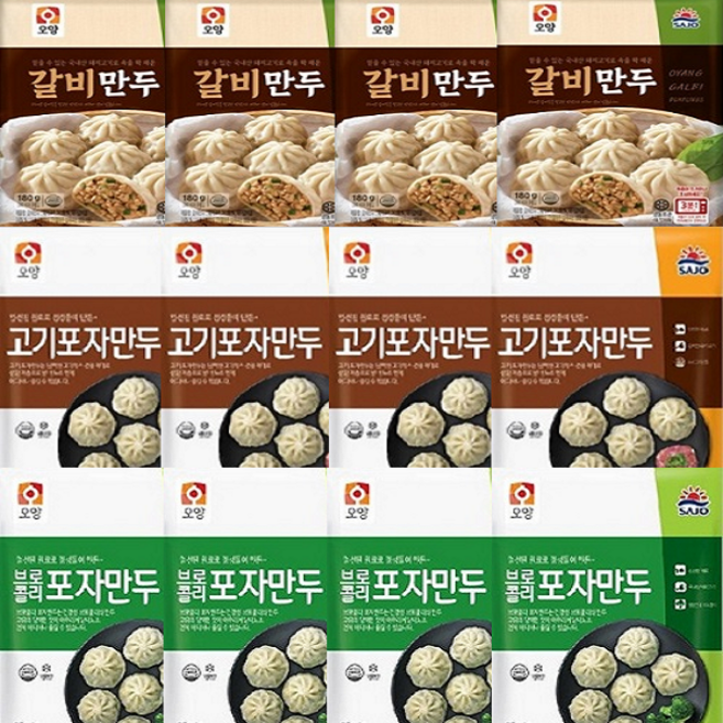 사조 포자만두12봉 갈비만두4봉+고기만두4봉+브로콜리4봉, 12개, 180g