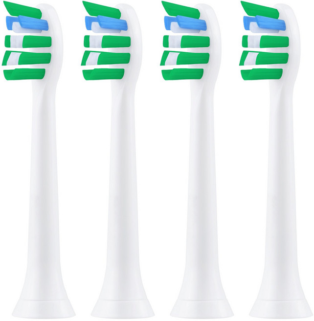 필립스 소닉케어 프로텍티브클린 4100 5100 6100 전동칫솔과 호환되는 칫솔 교체용 헤드 필립스 소닉케어용 C2 교체용 칫솔모, 4개, White, HX-9024