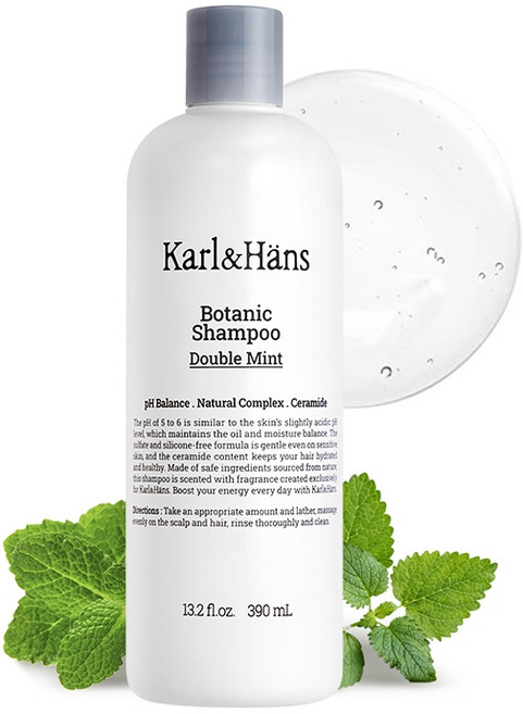 Karl&Hans 卡爾漢斯 植萃精油洗髮露 390ml, 1個, 雙重薄荷,1入