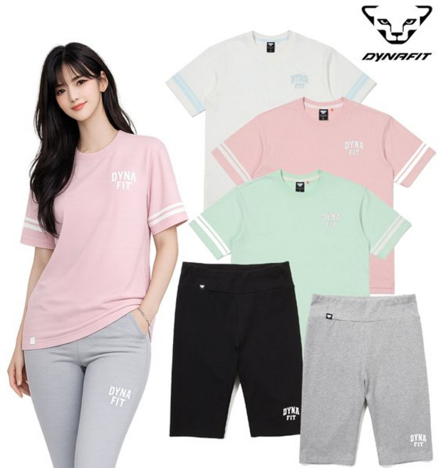 다이나핏 YWM23247 여성 롱티셔츠와 반바지레깅스 세트_GNST