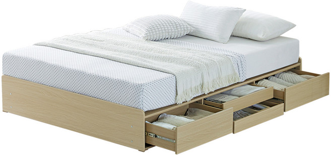 규수방 E0 친환경 서랍형 4단 수납 침대 프레임 통서랍, (오크).오피스4단 침대프레임만(매트없음)