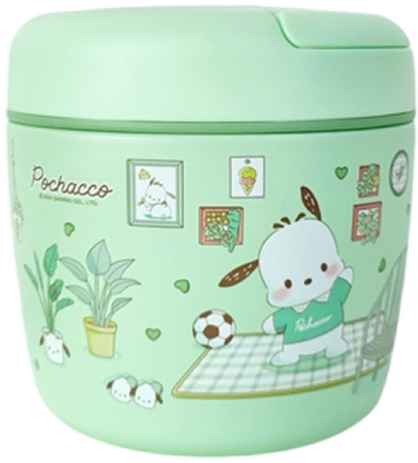산리오 스텐 핸들형 도시락 970ml (스포크포함)/캐릭터 수능 다이어트 보온 보냉 도시락통, 1개, 민트 포차코